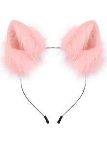 Handmade Faux Fur Animal Ears Headband Furry Cat Fox Ear Hairhoop Headwear Costume Accessory For Cosplay Masquerade