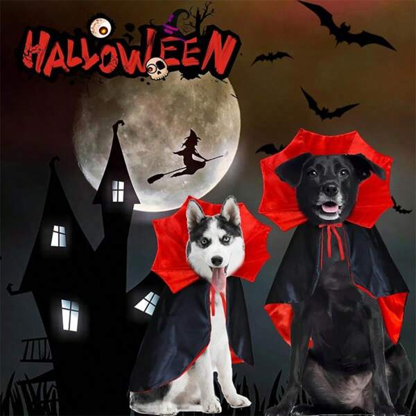1 pieza Disfraz ajustable de capa para mascotas, gatos y perros, para Halloween