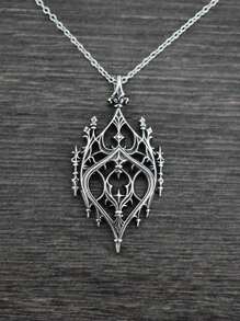 1pc Gothic Hollow Castle Heart Shaped Pendant Necklace, Vintage Style Fashion Necklace For Women, Party Gift