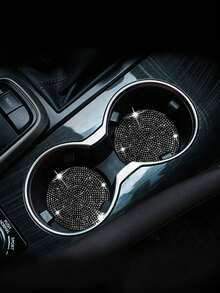 2 miếng lót ly chống trượt trang trí kim cương lấp lánh cho ô tô - màu đen - Xem 1