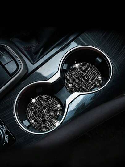 2 piezas de posavasos antideslizantes para automóvil con decoración de diamantes brillantes