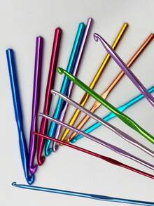 14件套铝制钩针套装，铝制编织针，专业钩针编织工具包，DIY手工（14种尺寸，2毫米-10毫米）——送给钩针爱好者的礼物 - 彩色 - 查看 2