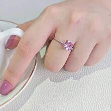 1 pieza Anillo de moda para mujer, estilo dulce y elegante, anillo de aleación con circonita incrustada, adecuado para el Día de San Valentín, vacaciones, ir al trabajo, citas, fiestas, bodas, compromisos, como regalo para esposa, novia, madre, aniversario, Año Nuevo, apto para todas las estaciones