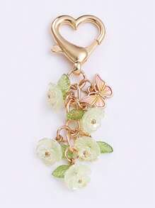 1 Stück neuer eleganter, simpler Lilien-Blumen Schlüsselanhänger mit Perlen, stilvoller Lilien-Blumen Anhänger, geeignet als Geschenk für Familie und Freunde, Schlüsselring, Taschenbaumler, Autoaccessoires, Rucksack für die Schule
