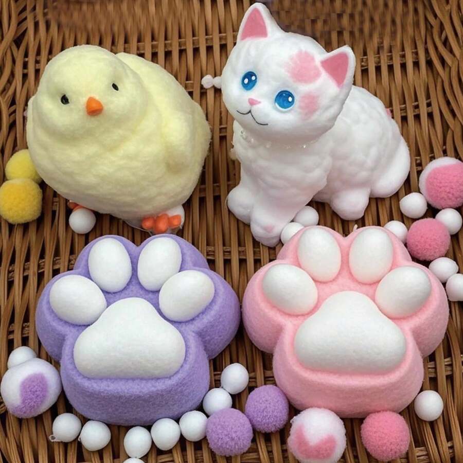 1/2 pzas Juguetes Squishy Taba - Juego de Juguetes Squishy Fufu con pollito, gato gigante y 2 squishies de patas, juguetes sensoriales suaves de lenta expansión para aliviar el estrés de niños y adultos