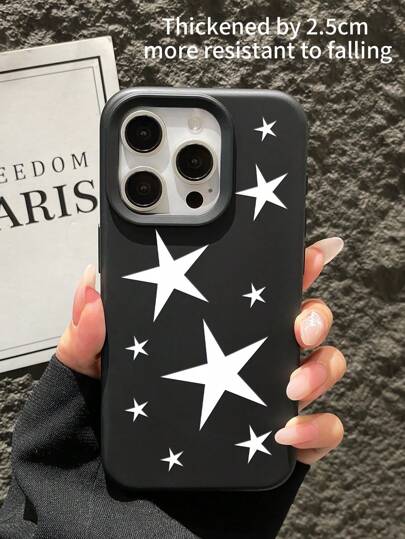 1pc Liquid Stars Design Anti-Drop Phone Case, 2.5cm Thickness, Enlarged Camera Hole, Compatible With Apple 7/8/X/11/12/13/14/15/16 Series