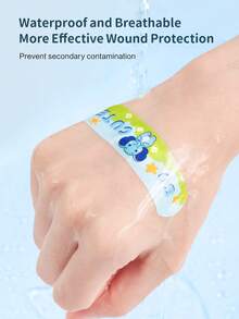 Cofoe Băng gạc hoạt hình dễ thương cho trẻ em - Băng dán vết thương nhiều màu, thiết kế vui nhộn dùng để sơ cứu, không thấm nước và thân thiện với da (100 miếng) cho túi đựng đồ dùng khẩn cấp - Nhiều màu - Xem 2
