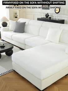 1pc Stretch Sofa Cover Non-Slip All-Inclusive Sofa Seat Cover Universal Sofa Cushion Cover Fabric Thickened Sofa Cover Cloth Machine Washable Dust-Proof And Dirt-Resistant Home Decoration Pet-Friendly Protective Cover White Fresh And Simple Room Decoration Adjustable Corner Sofa Cover Suitable For Bedroom, Office, Living Room Combination And L-Shaped Sofa Blanket And 1234 Seat Cover