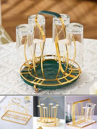 铁艺镀金杯架 北欧风沥水架 倒置快速沥水晾干 防滑防倾倒防刮杯底 适用于厨房收纳 客厅杯架 吧台杯架 浴室冲水杯架 办公室宿舍水杯架 适合极简主义者 家居收纳爱好者 咖啡爱好者 开学季 秋季（可挂6个杯子）