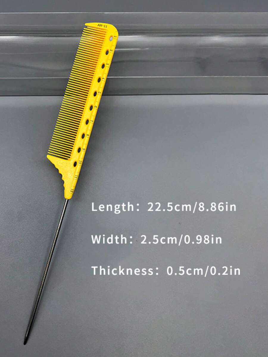 沙龙专用尖尾梳，造型发梳，婚纱店和美容院梳子，女士造型发刷 - 黃色 - 查看 1