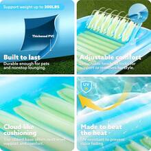 Local Delivery-SLOOSH Inflatable Tanning Pool Lounger Float, 85" X 57" Extra Large Pool Floats Adult With Pillow, 4 In 1 Suntan Tub Raft Floatie,Sunbathing Bed Lounge For Water Blow Up Ball Pit Party Gifts, XL-Blue - Blue Green - View 5