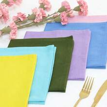 12pcs Solid Color Cloth Napkins, Washable Cotton Table Napkin For Household Dining Fall Autumn Decor Wedding Hotel 45*45cm - 彩色 - 查看 2