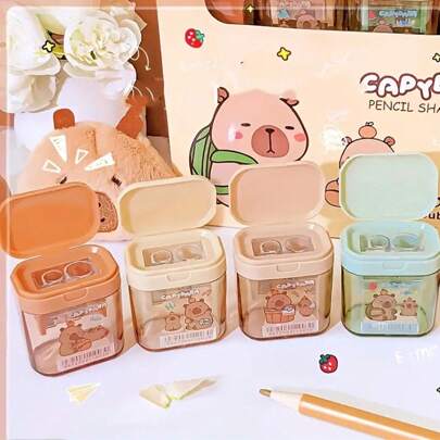 1 Stück/2 Stücke Capybara Doppelloch Bleistiftspitzer, Stitch Doppelloch Bleistiftspitzer Handbleistiftspitzer, Büromaterial, Geschenk, Preis, geeignet für Schule und Büro, Geschenk für Freunde zur Stärkung der Freundschaft