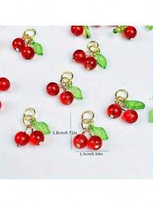 5/15/25/35/50pcs Sakura Flower Resin Pendant, With Clear Shiny Green Petal Design, DIY Jewelry Pendant For Necklace, Earrings, Keychain, Craft Supplies - Multicolor - View 5