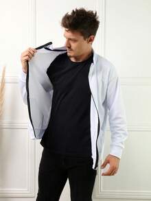VII.TP Cold Weather Blouse Men's Hoodless Sweatshirt With Zipper Cold Weather Coat - White - View 3