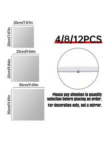 4/8/12pcs/Set 3D Acrylic Mirror Wall Sticker, Classic Square Room Decorating Sticker For Home, 20cm/25cm/30cm Size, 1MM Thickness,Square Combination Wall Stickers, Removable Self-Adhesive Mirror Decals, DIY Decorative Three-Dimensional Hanging Mirrors, Suitable For Home, Gym And Corridor Decoration Room Decor Wall Decor Personalised Stickers Wall Mirror Mirror For Room Home Decor Bathroom Decor Living Room Decor - 1mm - View 10