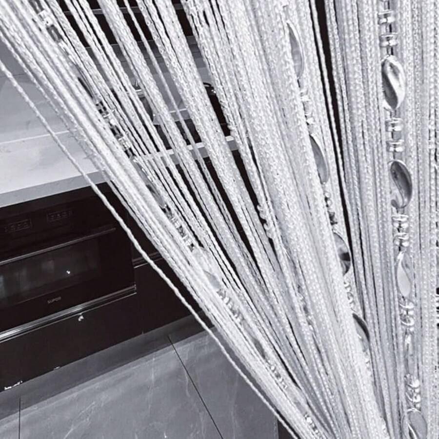 100cmX200cm Decorative Door String Curtain Beads Wall Panel Fringe Window Room Divider Blind For Wedding Coffee House Parts Door Divider Beads Tassel Screen Decoration (Colorfull 25) - 白色 - 查看 1