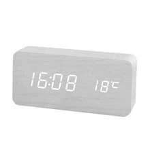Wooden Digital Alarm Clock, LED Alarm Clock With Temperature Desk Clocks For Office,Bedside Clock