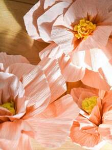 3 piezas de Flores de papel arrugado para decoración, manualidades de boda y decoración del hogar, flores de papel de color rosa pálido para decoración de fondo de fiesta, adecuadas para decoración de pared, arco, San Valentín y ambiente festivo