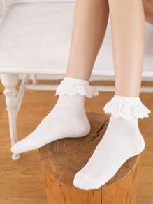 Ruffle Trim Crew Socks