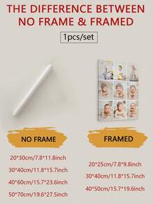 1pc Framed Multi Photo Collage Custom Canvas Wall Art Personalized Wall Art With Your Photo, Ideal Gift For Bedroom Living Room Corridor, Wall Art, Wall Decor, Room Decoration, Romantic Customized Gifts,Warm Ambience,Fall Decor - Multicolor - View 2