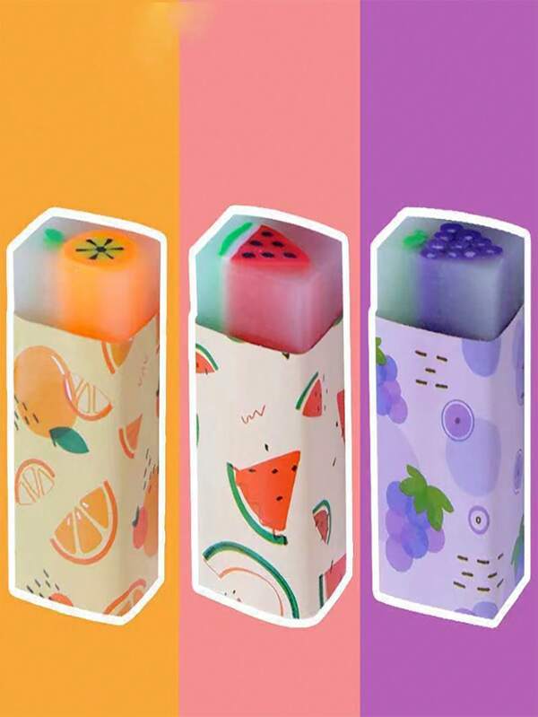 Herz-förmiger Radiergummi, mit Obstscheiben Design, niedlich für Kinder, geeignet als Kindergarten Schreibwaren, Preis oder Geschenkeschul-Zubehör, Schule beginnt