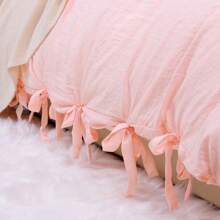 Washed Cotton Bed Strap Duvet/Quilt Cover Sets Light Pink