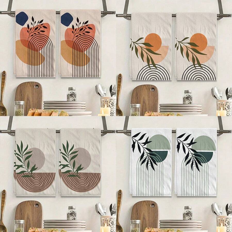 2pcs/Set Super Soft Towels, Boho Style Dish Cloths, Made Of Polyester, Handwash Only, Modern Farmhouse Decor, Neighbor Gifts, Cleaning Rags, Kitchen Decorative Towels