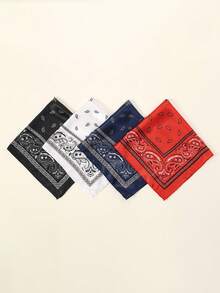 1 件/4 件时尚嘻哈头带，男士头巾，颈巾，头饰，腕带，方形佩斯利印花手帕 50*50 厘米 - 佩斯利印花50方巾 - 查看 1