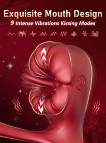 Adult Sex Toys Vibrator, Vibrating Penis Sleeve Cock Ring With Full Lips Tongue Clitoral Stimulator, APP Penis Ring Couples Pleasure Sex Toys For Men Women, Mouth Tongue Licking Penis Ring Vibrator For G Spot Stimulation, Male Female Couples Sex Toys