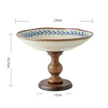 1 Stück chinesische hochwertige Keramik Obstschale im Vintage-Stil, Retro Holz-Hochfuß Obstplatte, Keramik Obstschale für Wohnzimmer, Haushalt Snackplatte, Hochständer Dessert Präsentationsteller, Luxus Trockenobstteller, Dekorative Platte, Restaurant dekorative Obstschale, Flur Aufbewahrungsplatte, Eingangsbereich Schlüsselablage