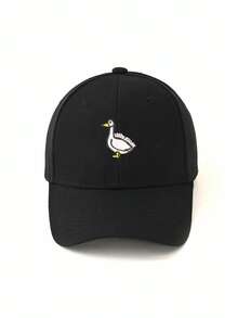 1pc Embroidered Swan Baseball Cap, Adjustable, Washable, Fashionable Breathable Versatile Sun Hat, Suitable For Outdoor, Gift For Holidays