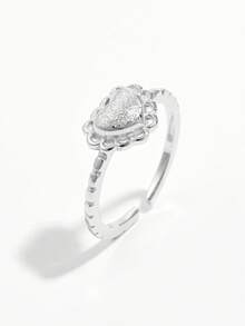 1pc Fashionable Classic 925 Sterling Silver Heart Shaped Ring, Suitable For Women's Daily Wear And Wedding