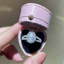 1pc 925 Sterling Silver & 18K Gold Plated Water Drop Pear Shaped 5*8mm Full Moissanite Engagement Ring, With GRA Certificate, Wedding/Anniversary Gift For Women