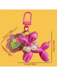 1 Stück perlenbesetzter Bubble & Welpen Design Schlüsselanhänger, Accessoire für Auto, Handtasche, Anhänger