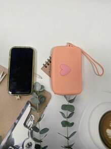 1 bolsa de cosméticos de silicona de unicolor con forma de corazón, bolsa de almacenamiento de gran capacidad, bolso con cuerda colgante, bolso simple para mamá, monedero, estuche para lápiz labial, bolso cuadrado, bolsa de almacenamiento para brochas de maquillaje, silicona suave, uso multifuncional, a prueba de humedad, a prueba de moho, resistente al calor y fácil de limpiar, cremallera suave sin óxido, tacto cómodo, equipado con cuerda colgante, bolsa de cosméticos, bolsa de maquillaje grande, regalos de Navidad, bolsa, viaje, bolsa, embrague / bolso pequeño, organizador de maquillaje, bolsa, soporte para brochas, mini bolsa, bolsa de gran capacidad