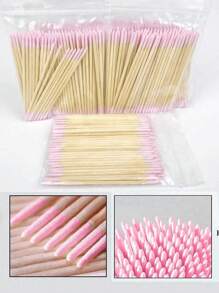100 Stück, 300 Stück, 500 Stück, 1000 Stück, 2000 Stück doppelseitige Nagellackentferner Holzstäbe, kleine spitze doppelseitige Make-up-Entferner Werkzeuge, kosmetische Reinigungsholzstäbe