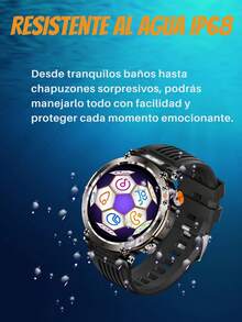 Smartwatch resistente con pantalla redonda grande de 1.7 pulgadas para hombres de la marca Effeokki, con llamadas inalámbricas, pantalla IPS, medición de altitud y presión atmosférica, brújula, linterna LED, batería de 600 mAh, resistente al agua IP68, talla grande de 100 modos deportivos y rastreador de actividad física compatible con iPhone y Android - Pantalla redonda/correa negra - Ver 8