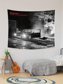 1 件欢迎来到波士顿庄园街区海报挂毯涤纶美学艺术装饰壁挂，适用于大学宿舍、客厅、卧室墙壁、家居装饰挂毯、派对背景装饰、理想礼物 - 黑與白 - 查看 4