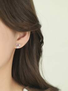 1 pieza Clip de mariposa de plata esterlina S925, pendientes minimalistas de Cruz de copo de nieve, adecuado para uso diario de mujeres, Día de la Madre, Novia, Regalo del Día de Pascua, Día de San Valentín