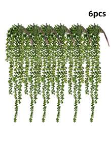 1 pieza/4 piezas Plantas suculentas artificiales colgantes, plantas verdes falsas tipo "collar de perlas" para decoración de pared, hogar, jardín y exterior (cada uno de 27 pulgadas de largo). Plantas suculentas colgantes artificiales tipo "collar de perlas" para decoración del hogar y el jardín (macetas no incluidas), regalos de cumpleaños y graduación