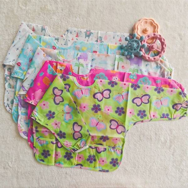 1 Stück Cartoon-Muster Taft Stoff weiche umkehrbare wasserdichte Schürze mit Tasche, leicht, geeignet für alle Jahreszeiten