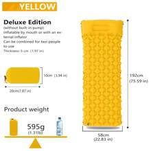 Upgraded 5cm Inflatable Camping Mattress With Built-In Ergonomic Pillow |Combinable Double|Twin Size |Lightweight Protable Quick Inflation Air Mattress For Camping,Hiking,Travel&Outdoor