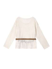 Loose Knit Cover Up With Hollow Design, Matching Camisole Top, Comfortable Casual Chic