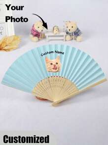 Customized Pet Photo And Name LOGO White Wedding Fan,Classic DIY Fan,Ornamental High-Quality Custom,Personalized,Stylish, Exquisite Custom, Personalized, Unique Ideal Gifts, ,Colorful,Cute,Adorable,Funny,Kawaii,Y2K,Stylish,Unisex,Casual,Custom,Personalized,Unique,Customized,Ideal Gifts For Him,Ideal Gifts For Her,Her,Boyfriend,Girlfriend,Family,Friends Back To School