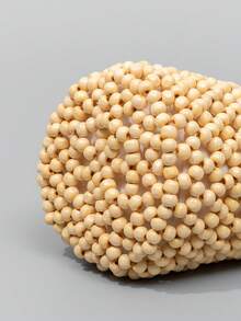 ENSPT Einteiliges Farbblockdesign Perlen Cut Out Ahornholz Material Damen Handtasche mit Kordelzugverschluss und abnehmbarer Innentasche, Eimer Tasche für Damen Strandurlaub und Reisen.