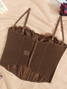 1pc Lace Bustier Corset Tops For Women Sexy Going Out Party Club Top With Buckle Casual Summer - Brown - View 5