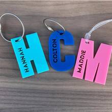 Personalized Acrylic Backpack Name Tag, Letter Cutout Bag Charm Keychain For School Bag, School Students Bag Tag - Initial Luggage Tag - View 5