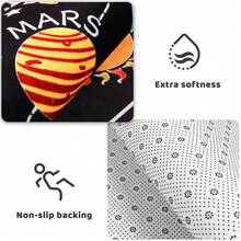 1pc Black Outer Space Area Rug ABC Letters Play Mat Non-Slip Solar System Interstellar Planets Carpet Bedroom Playroom Home Decor Rug - Black - View 3