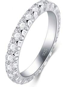 ¡RecomendadoBORUO Anillo de plata de ley con circonita cúbica, elegante banda de plata de ley de 3 mm, anillos de plata de ley para mujer, perfecto para regalar anillos de plata de ley 925, tamaño 4-12¡Top de Temporada - 3 mm - Ver 7